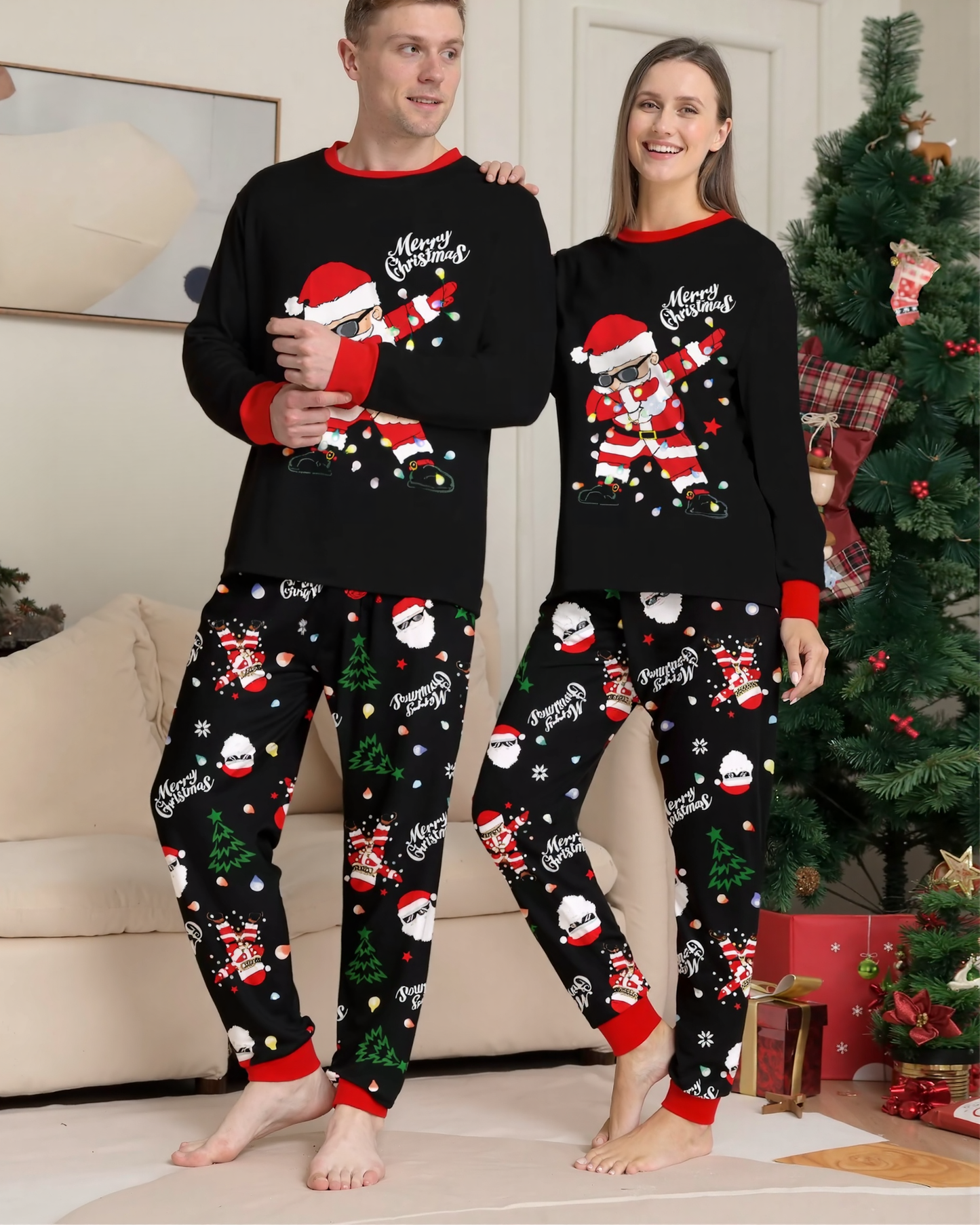 Pyjama de Noël Assorti pour Couple – Ambiance Magique