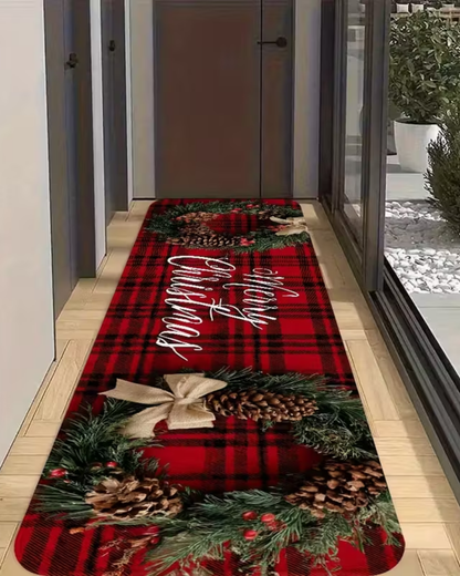 Noël Classique – Tapis Long Élégant à Carreaux