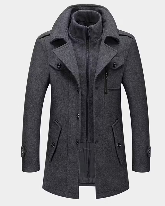 Veste d'automne-hiver chaude pour homme avec col rabattable et écharpe détachée zippée
