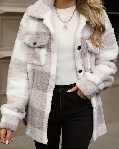 Veste Sherpa Classique – Édition Blanche & Grise